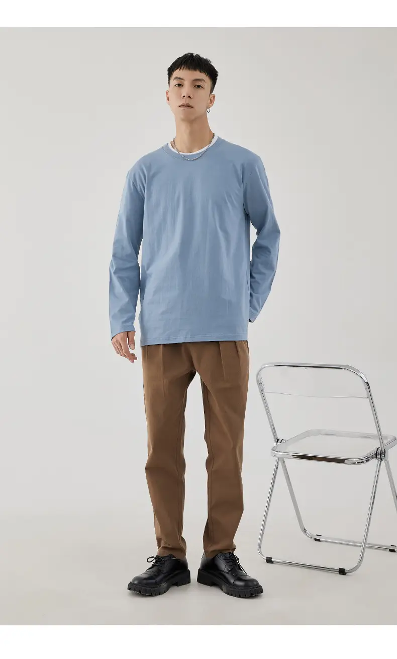 Men Long Sleeve T-Shirt White Base Cotton 3XL — feature 23