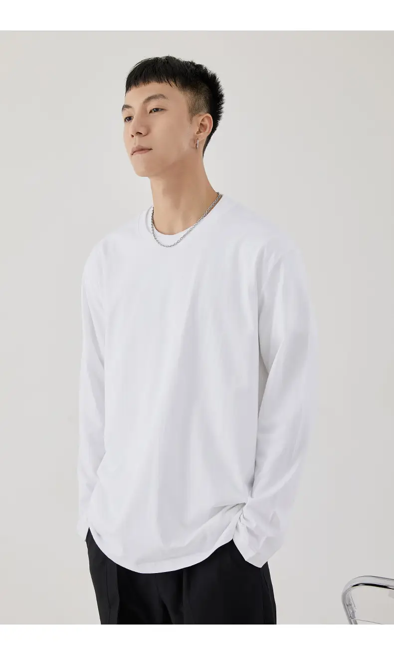 Men Long Sleeve T-Shirt White Base Cotton 3XL — feature 25