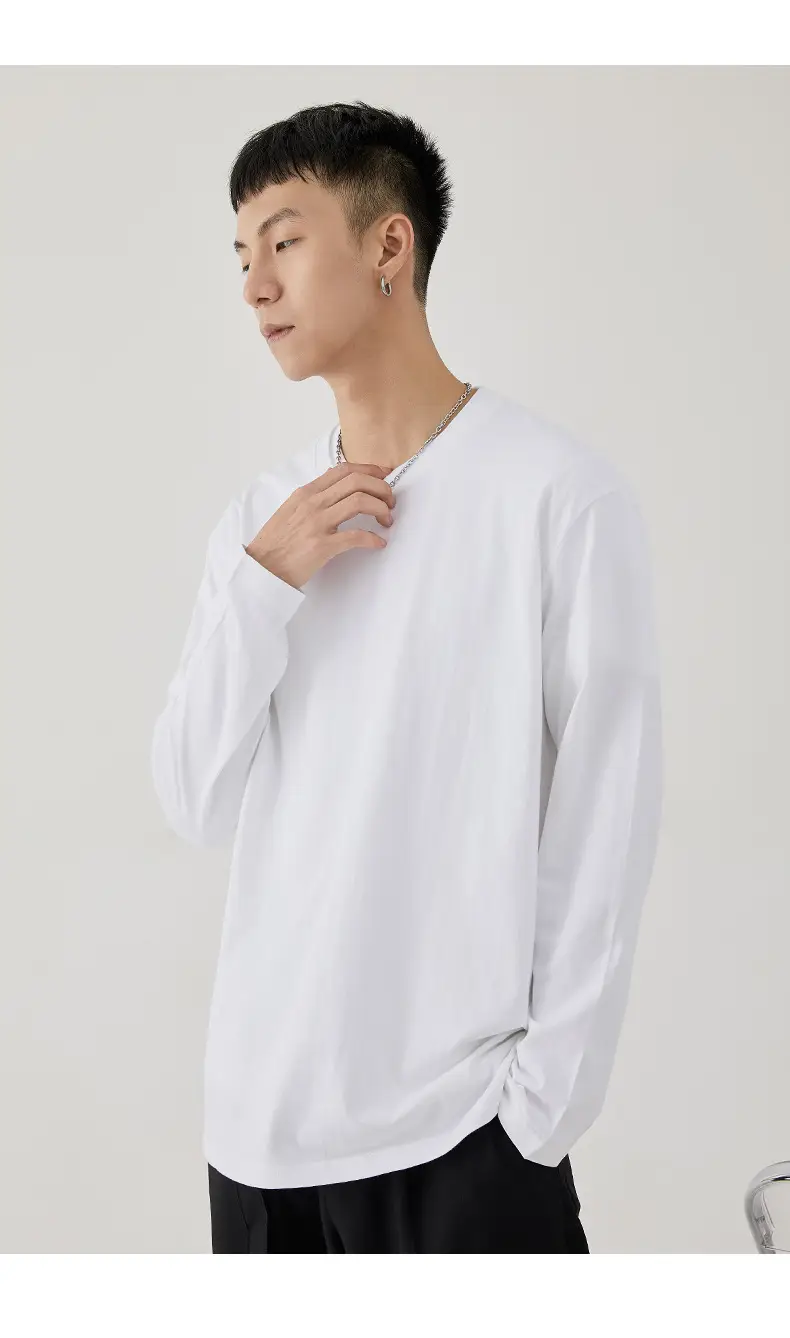 Men Long Sleeve T-Shirt White Base Cotton 3XL — feature 28