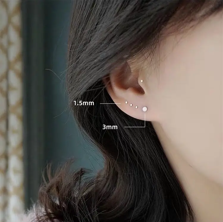 Sterling Silver Round Stud Earrings for Women