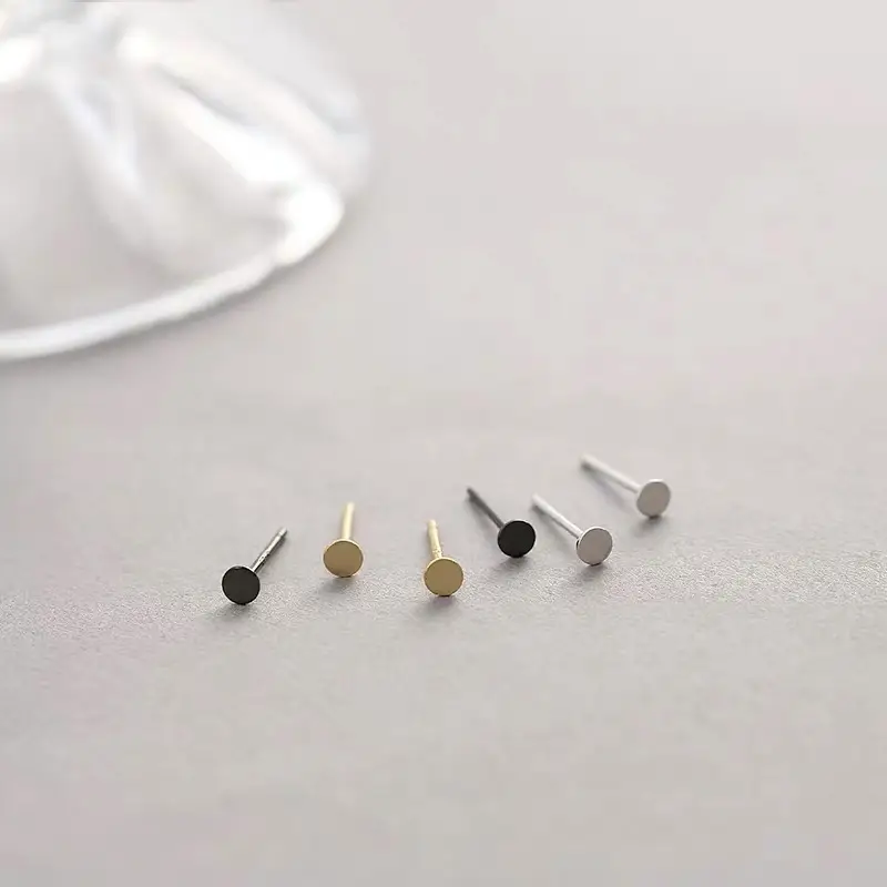 Sterling Silver Round Stud Earrings for Women