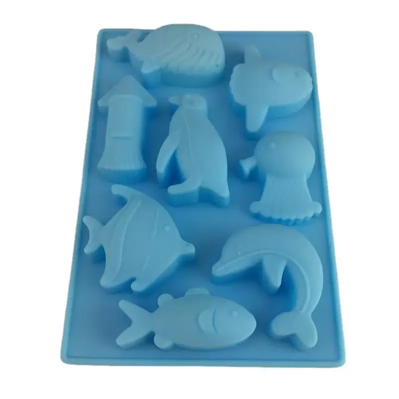 8-Connected Silicone Marine Life Cake Mold Blue