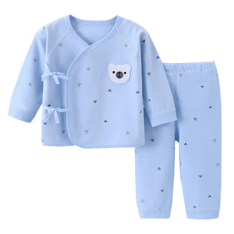 Baby Pajama Set Light Blue Pure Cotton 0-3M - Image 8