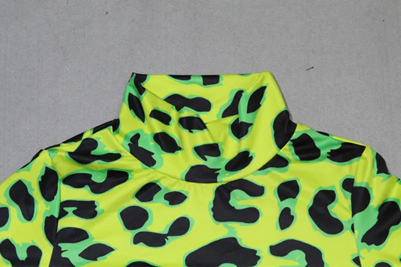 Green Leopard Print Long Sleeve Jumpsuit for Women — feature 13