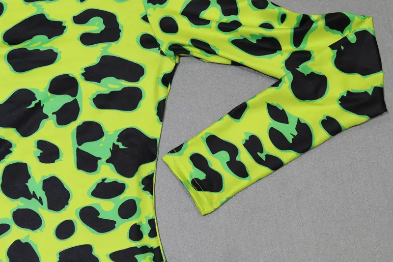 Green Leopard Print Long Sleeve Jumpsuit for Women — feature 14