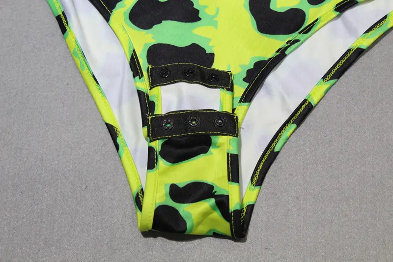Green Leopard Print Long Sleeve Jumpsuit for Women — feature 16