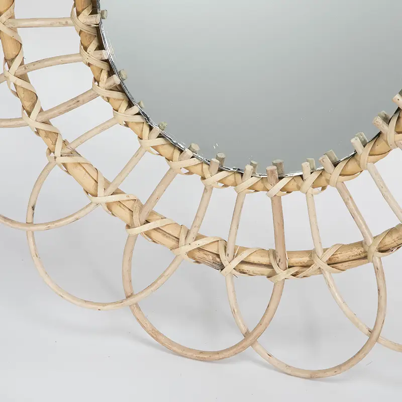 Nordic Handwoven Wall Mirror 25x45cm Gold - Image 14