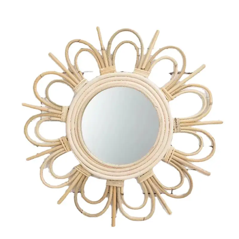 Nordic Handwoven Wall Mirror 25x45cm Gold - Image 17
