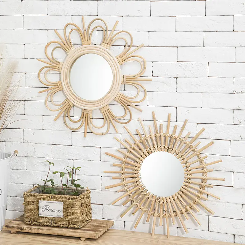 Nordic Handwoven Wall Mirror 25x45cm Gold — feature 11