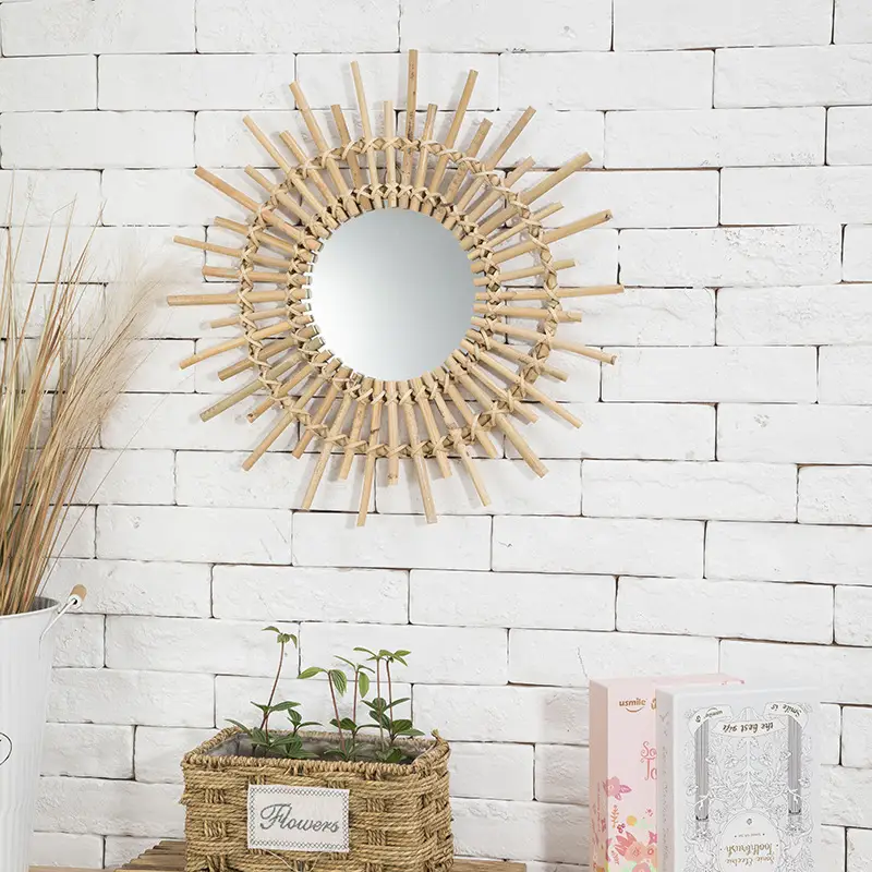 Nordic Handwoven Wall Mirror 25x45cm Gold — feature 12