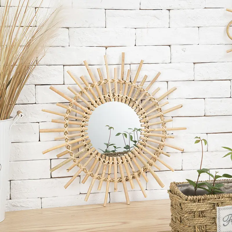 Nordic Handwoven Wall Mirror 25x45cm Gold — feature 13