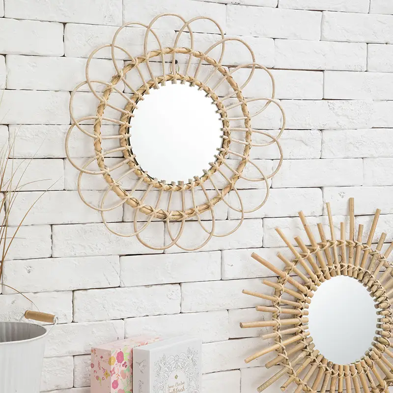 Nordic Handwoven Wall Mirror 25x45cm Gold — feature 15