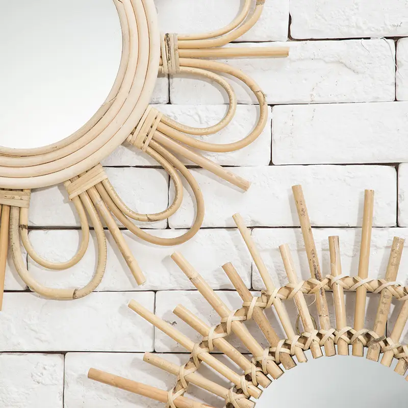 Nordic Handwoven Wall Mirror 25x45cm Gold — feature 5