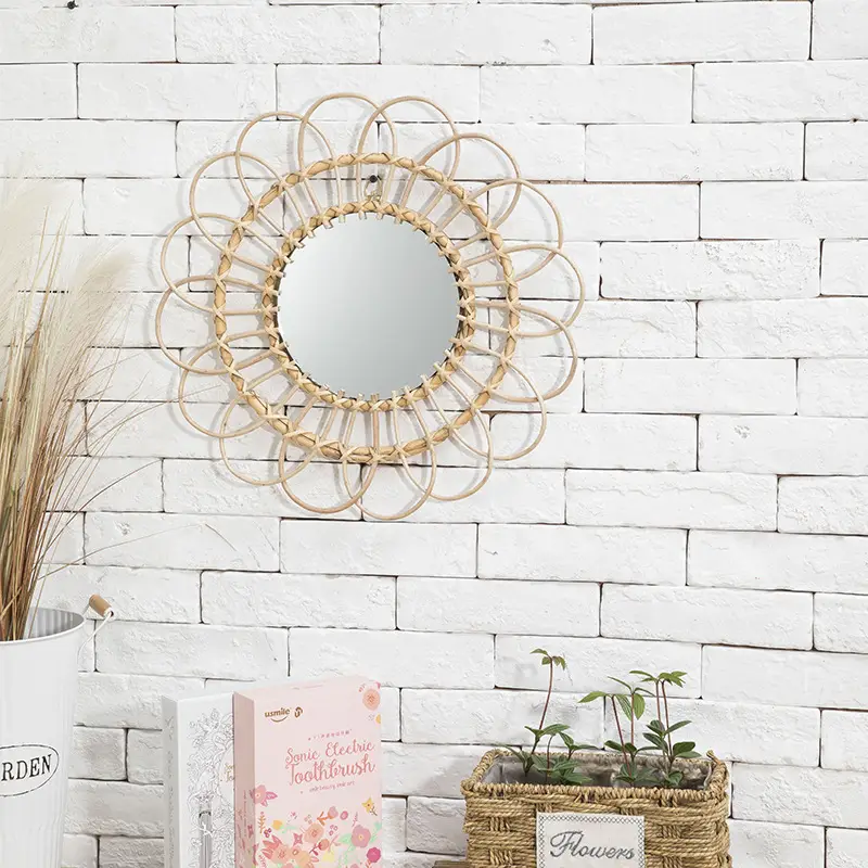 Nordic Handwoven Wall Mirror 25x45cm Gold — feature 6