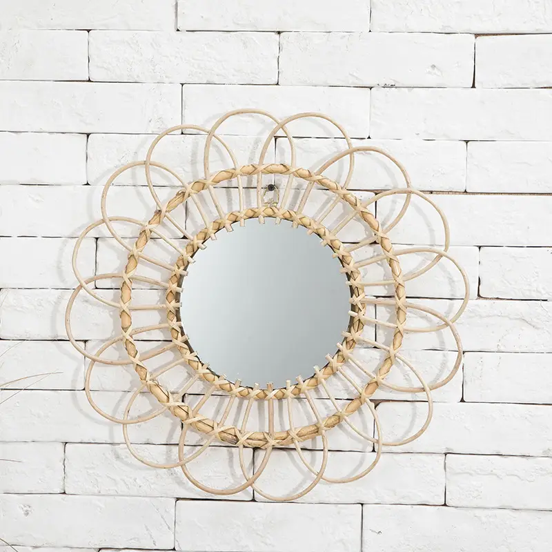 Nordic Handwoven Wall Mirror 25x45cm Gold — feature 7