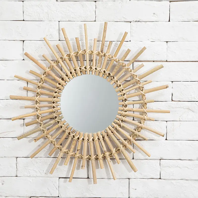 Nordic Handwoven Wall Mirror 25x45cm Gold — feature 8