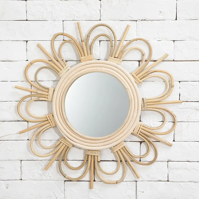Nordic Handwoven Wall Mirror 25x45cm Gold — feature 9