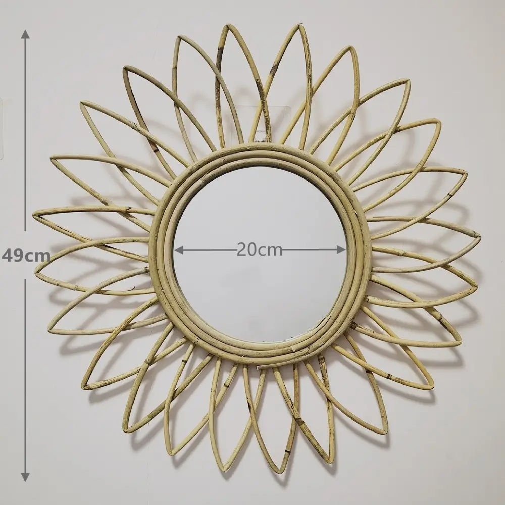 Nordic Handwoven Wall Mirror 25x45cm Gold - Image 3