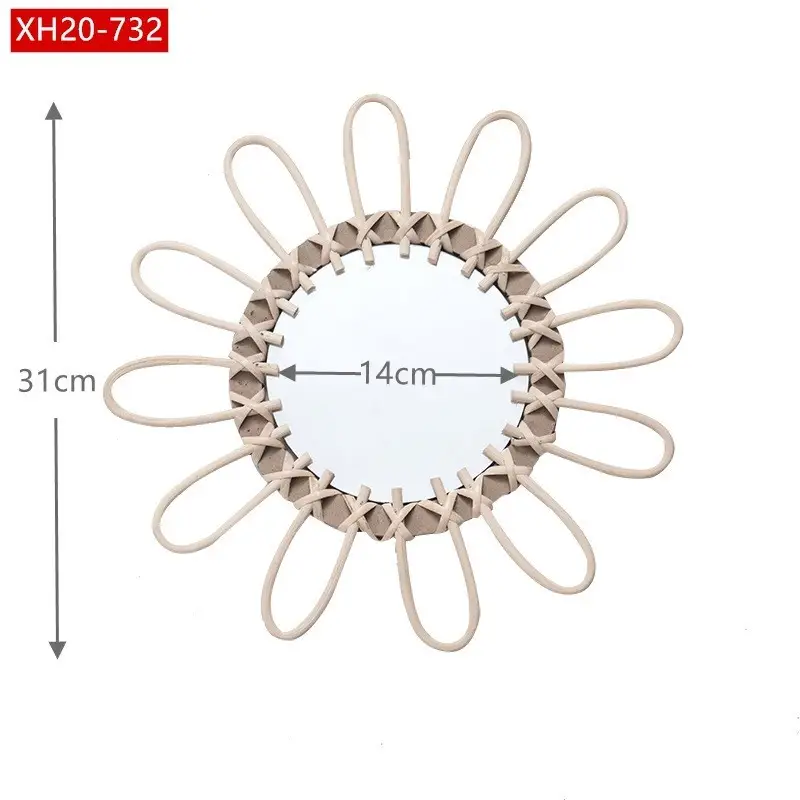 Nordic Handwoven Wall Mirror 25x45cm Gold - Image 4