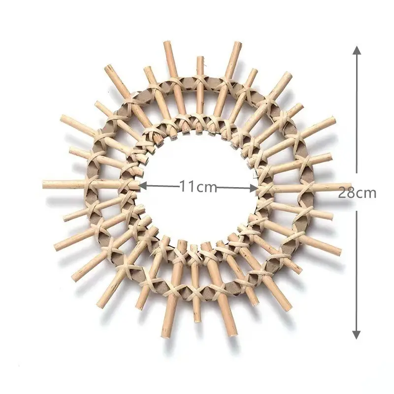Nordic Handwoven Wall Mirror 25x45cm Gold - Image 6