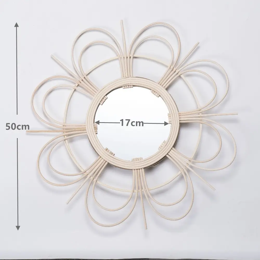 Nordic Handwoven Wall Mirror 25x45cm Gold - Image 9