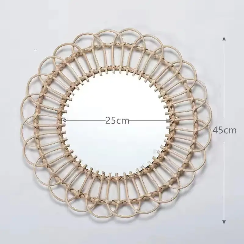 Nordic Handwoven Wall Mirror 25x45cm Gold - Image 10
