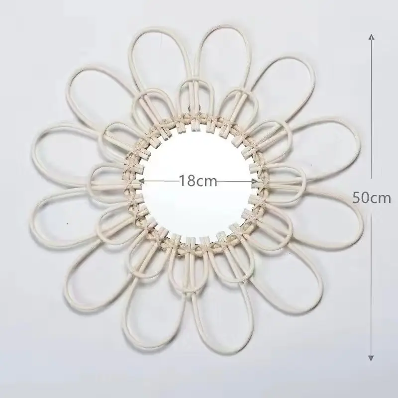 Nordic Handwoven Wall Mirror 25x45cm Gold - Image 11