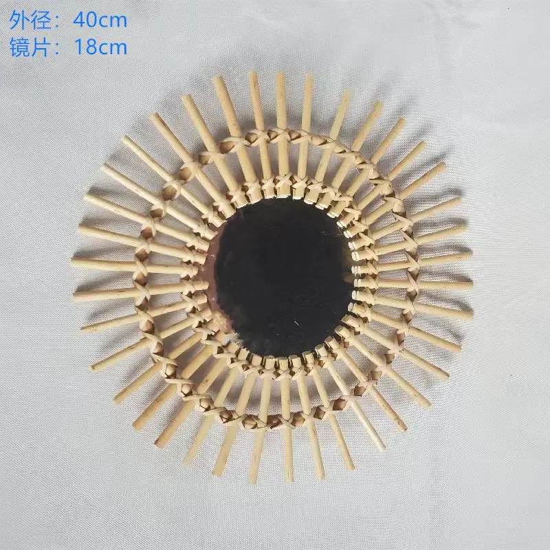 Nordic Handwoven Wall Mirror 25x45cm Gold - Image 2