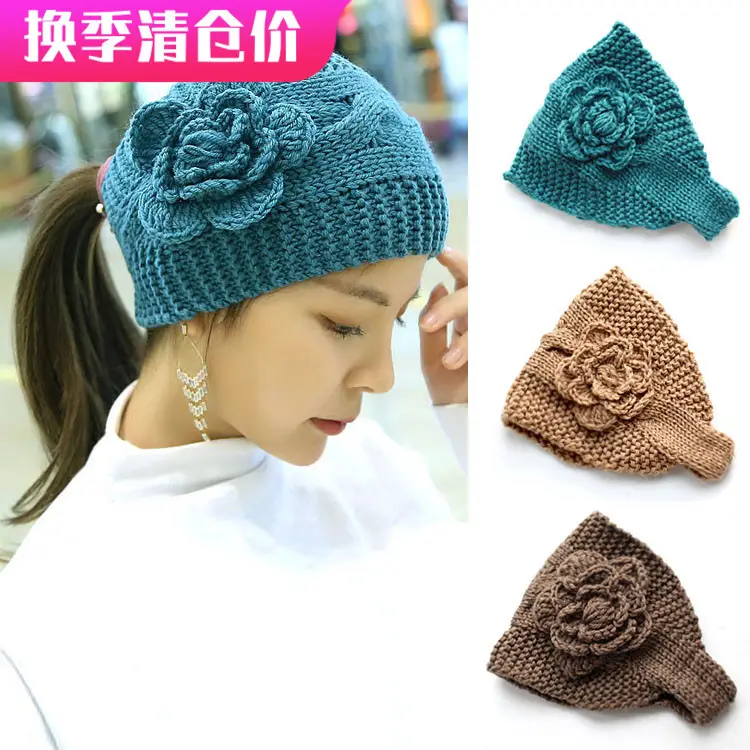 Knitted Wool Ear Cover with Rose Flower for Women - Image 14