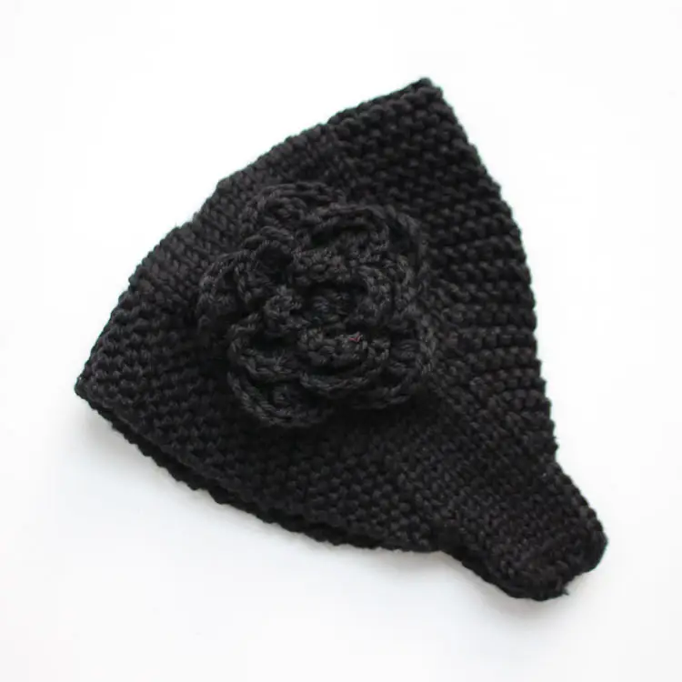 Knitted Wool Ear Cover with Rose Flower for Women - Image 3