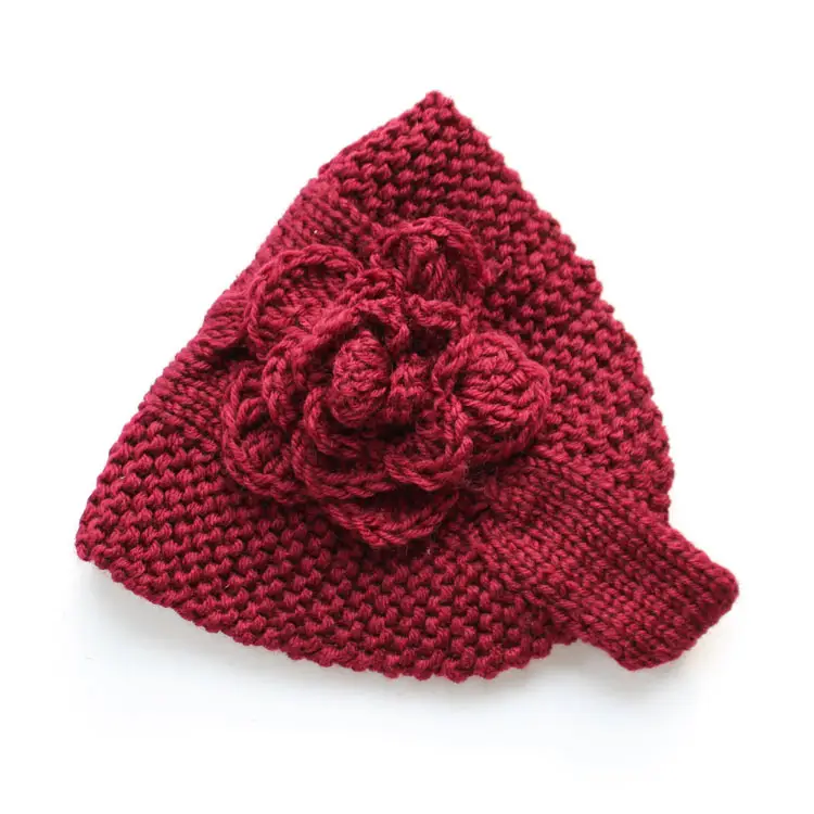Knitted Wool Ear Cover with Rose Flower for Women - Image 4