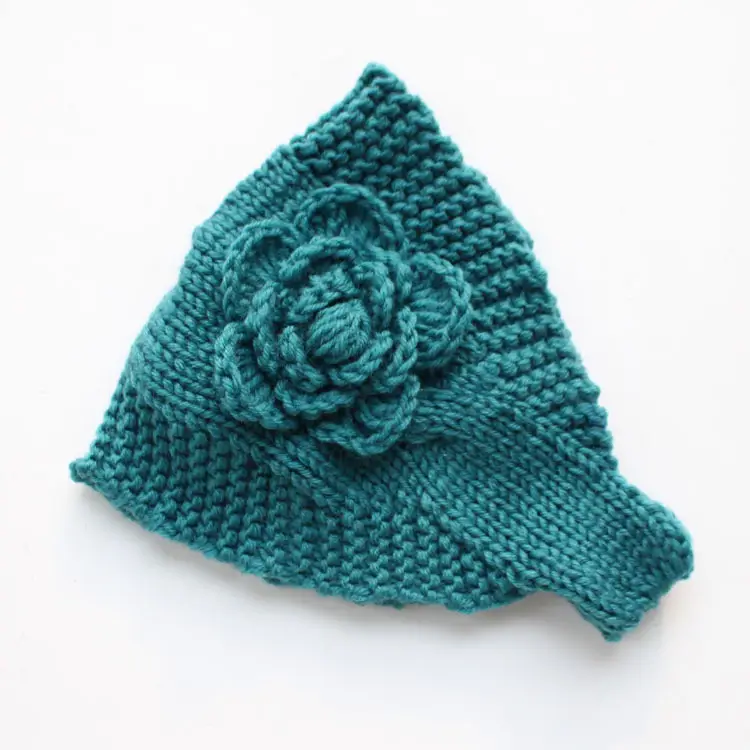 Knitted Wool Ear Cover with Rose Flower for Women - Image 5