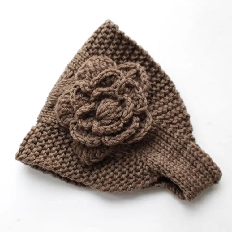 Knitted Wool Ear Cover with Rose Flower for Women - Image 7