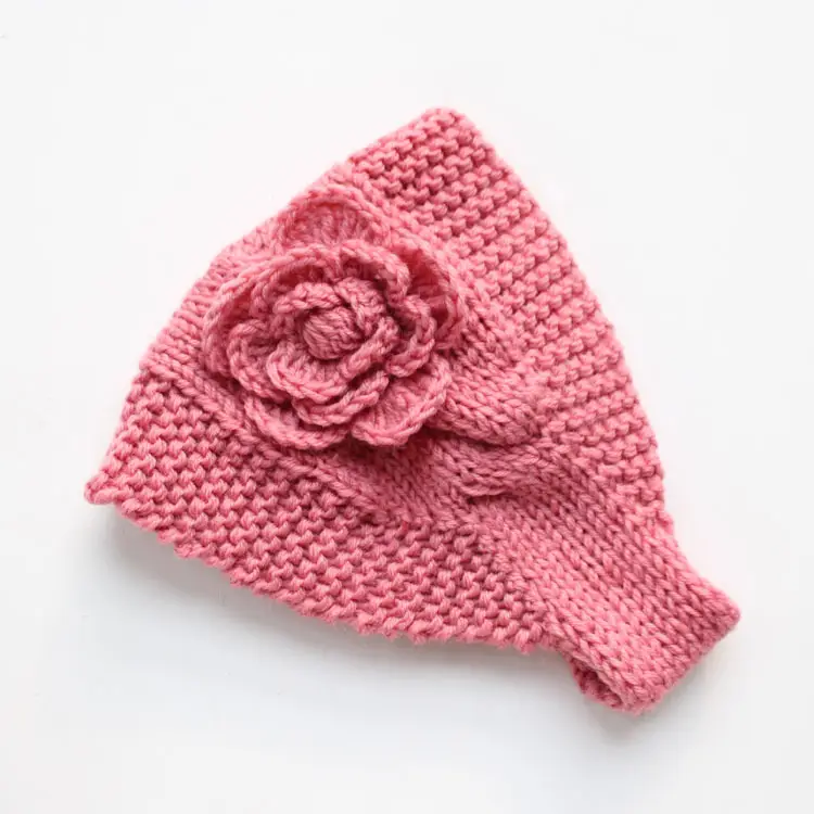 Knitted Wool Ear Cover with Rose Flower for Women - Image 9