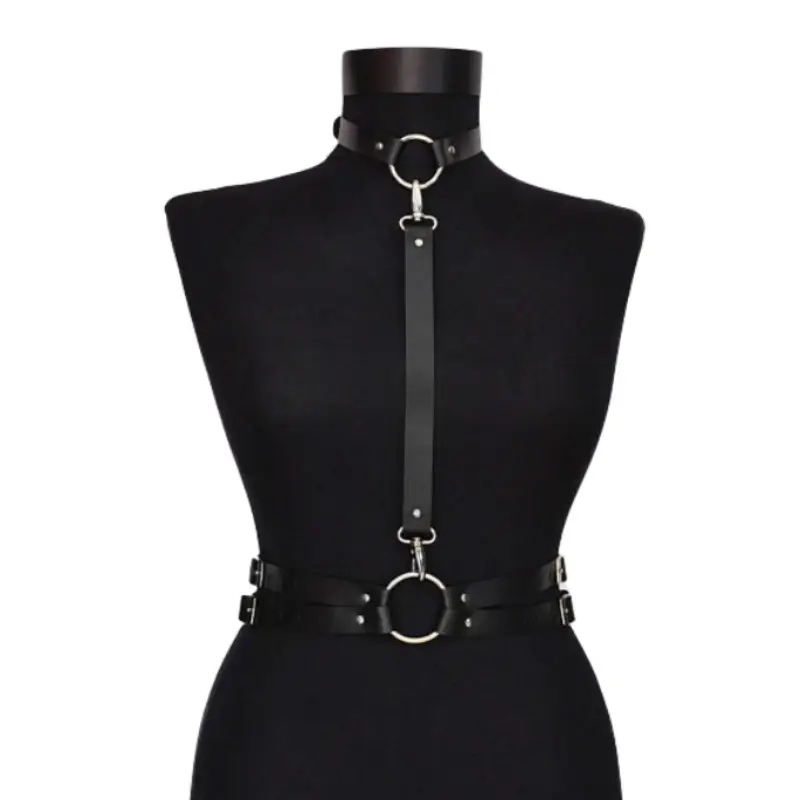 Black Leather Collar with Embroidered Detail for Women — feature 2