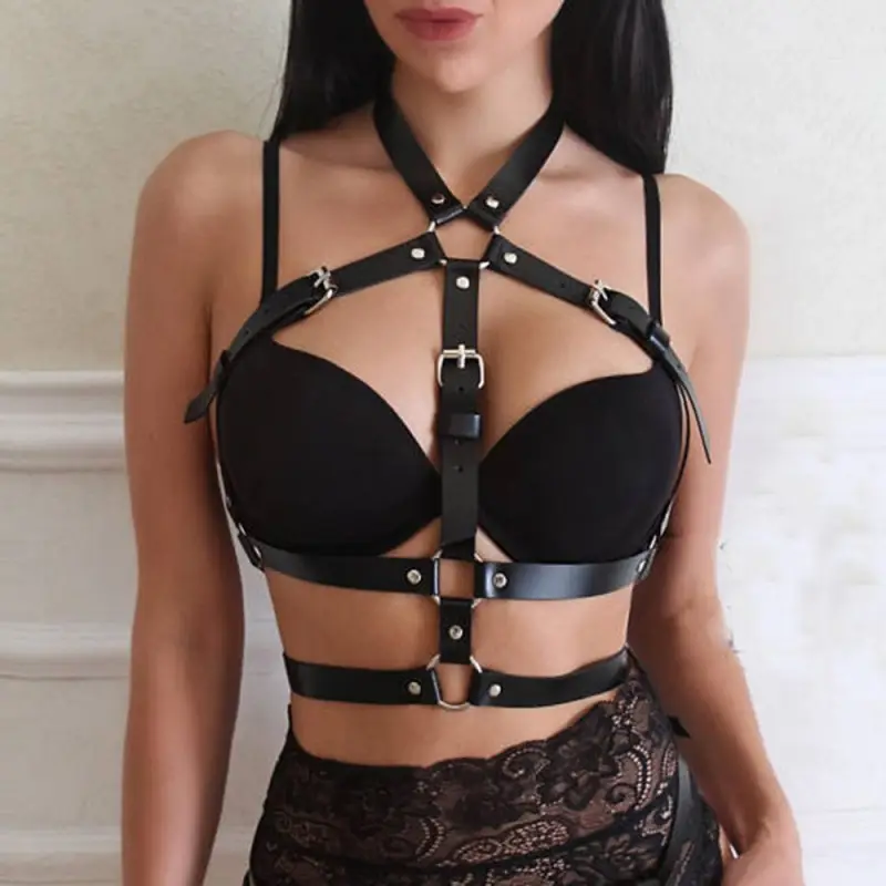 Black Leather Collar with Embroidered Detail for Women — feature 9