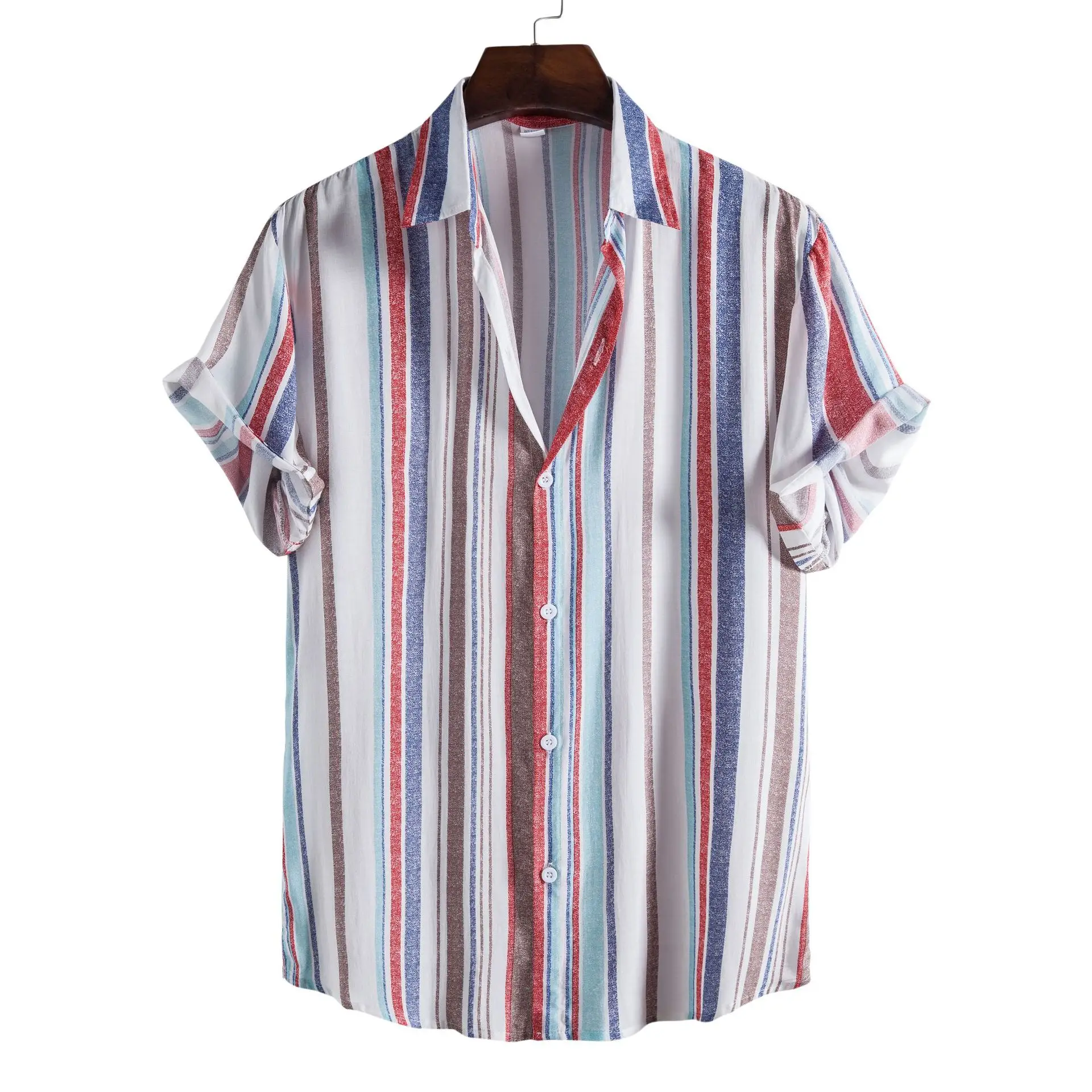 Men's Striped Short Sleeve Shirt 2021 - Image 3