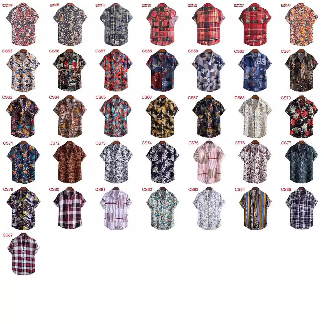 Men's Printed Floral Short Sleeve Shirt White Black - Image 23