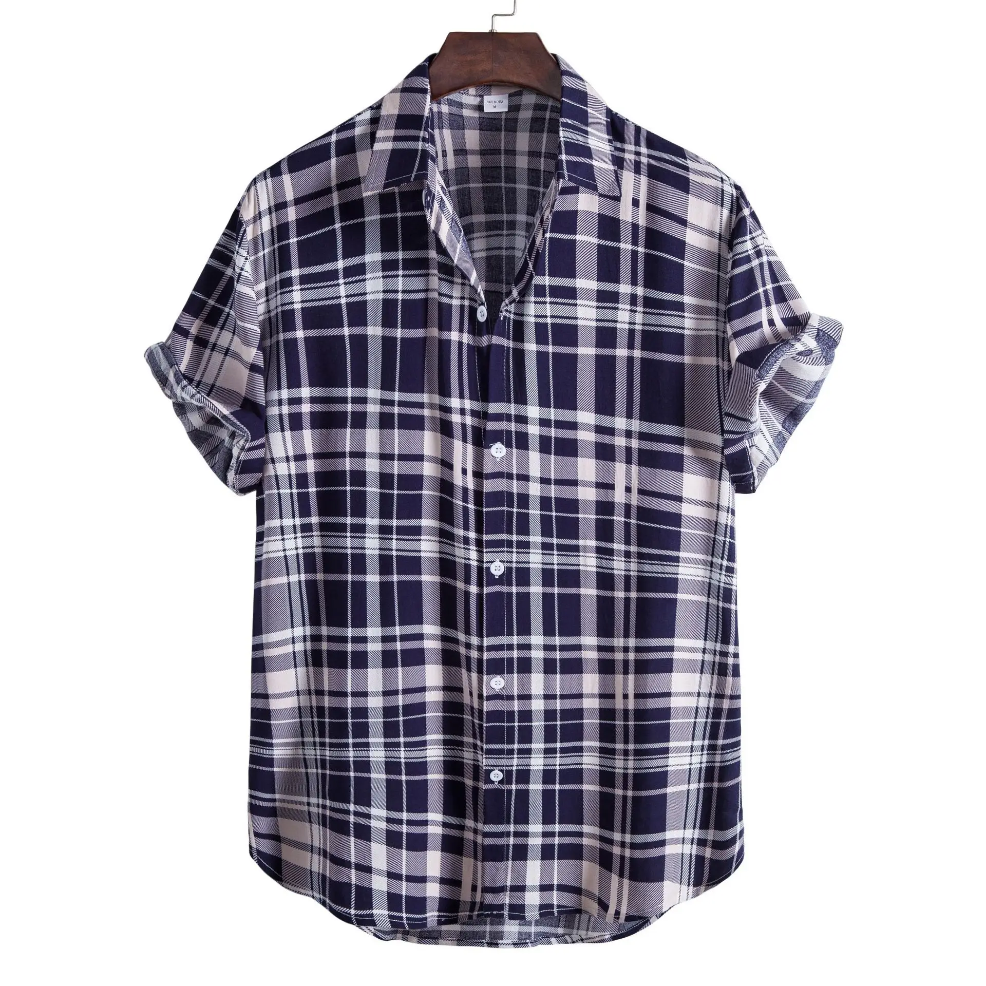 Men's Printed Floral Short Sleeve Shirt White Black - Image 19