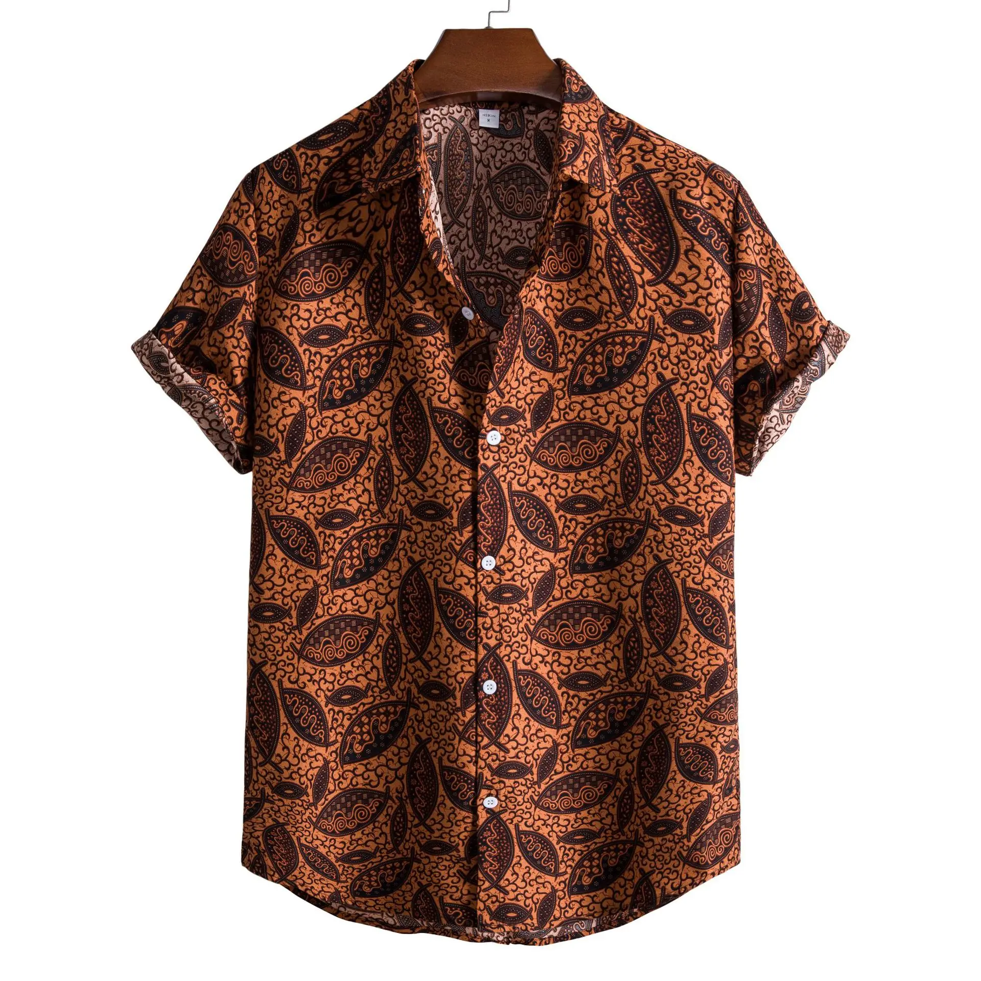 Men's Printed Floral Short Sleeve Shirt White Black - Image 10