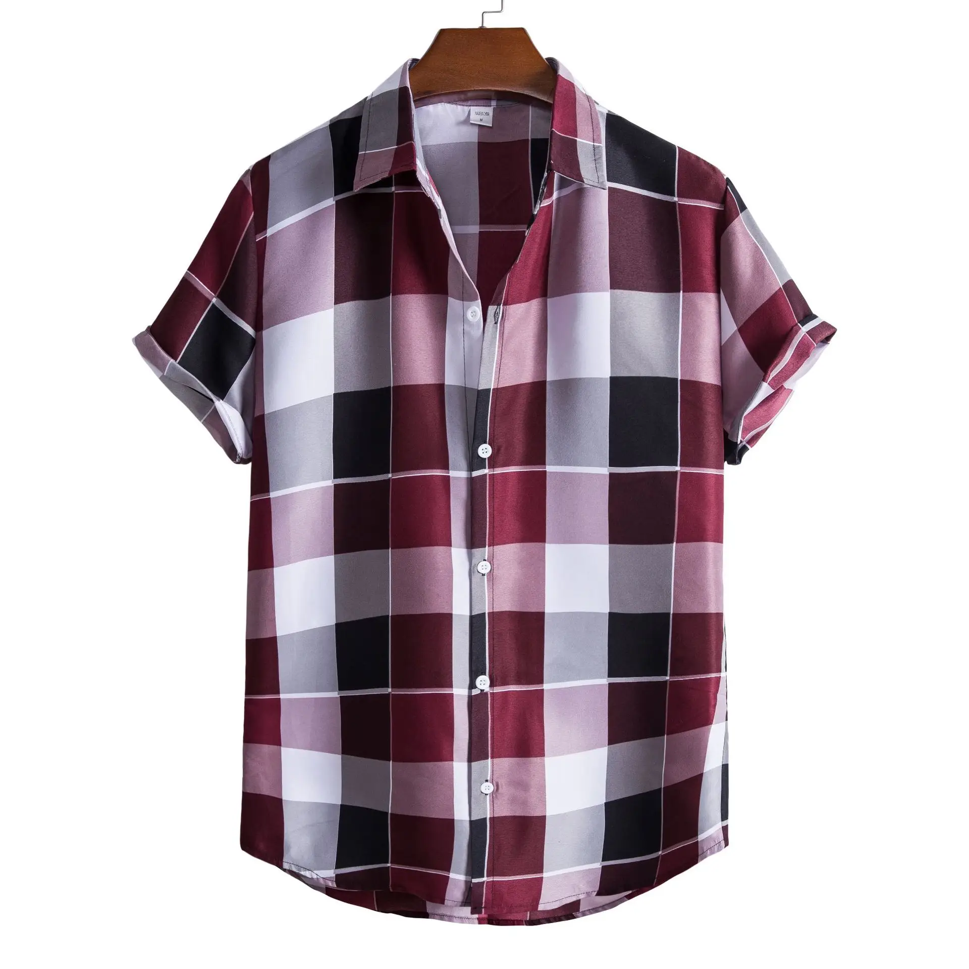 Men's Printed Floral Short Sleeve Shirt White Black - Image 15