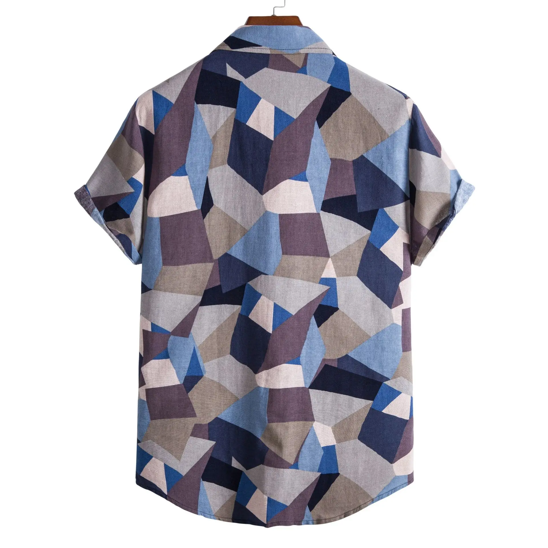 Men's Printed Floral Short Sleeve Shirt White Black - Image 3