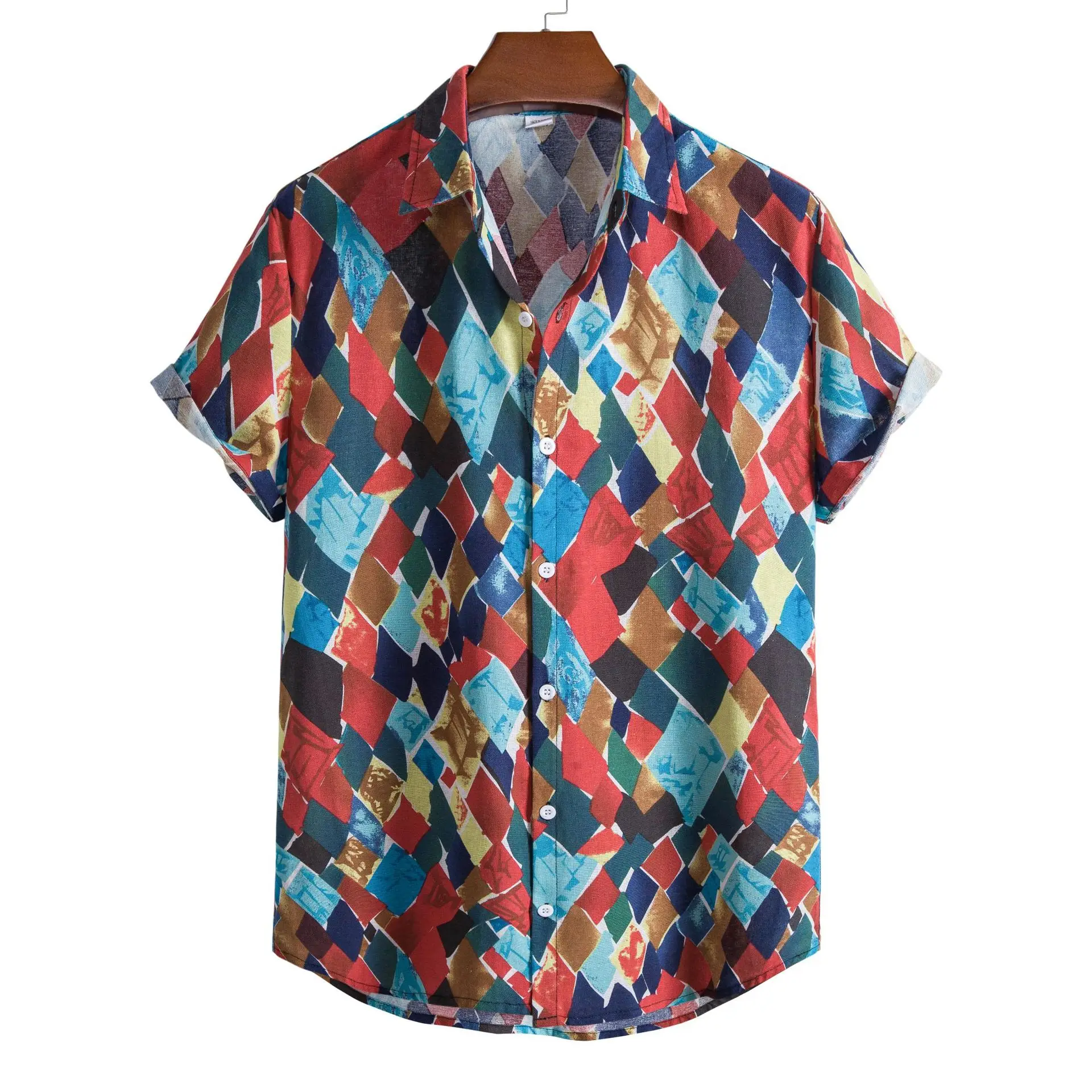 Men's Printed Floral Short Sleeve Shirt White Black - Image 6