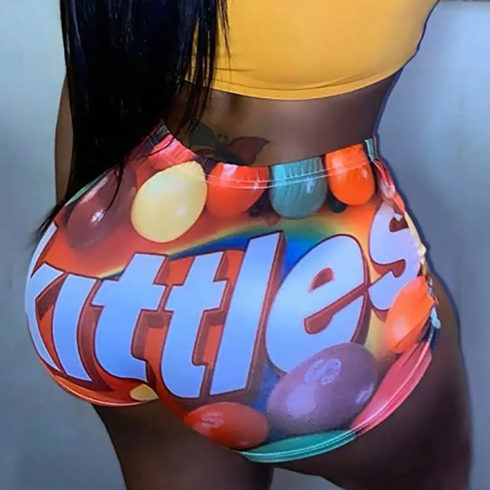 Hot Printed Tight Shorts for Women American European