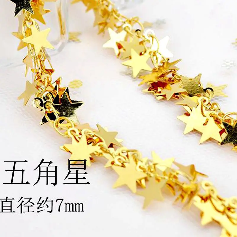 Five-Pointed Star Chain Pendants Pure Copper Gold Silver — feature 1