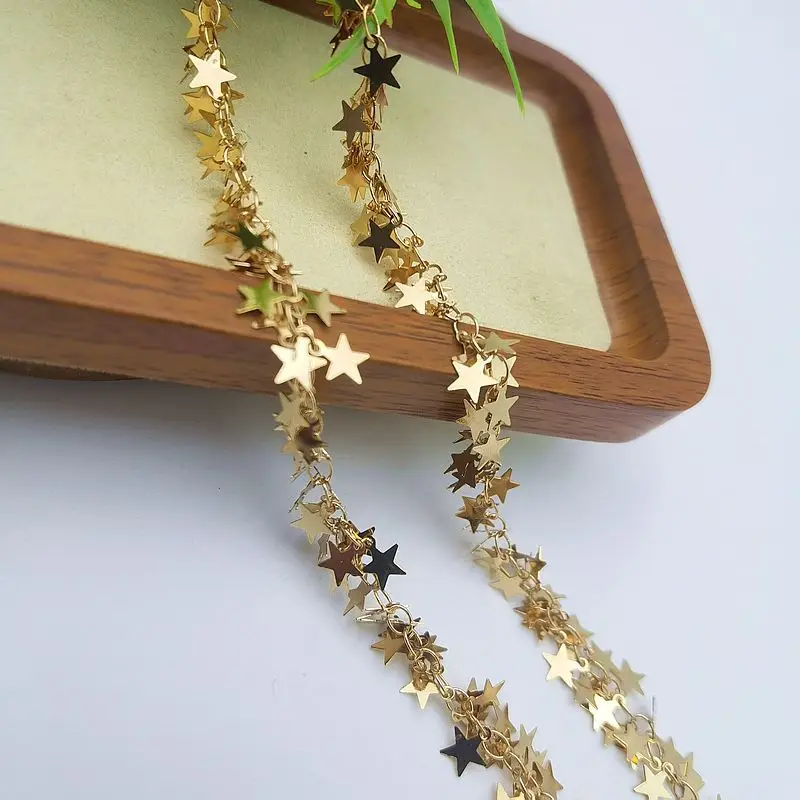 Five-Pointed Star Chain Pendants Pure Copper Gold Silver — feature 13