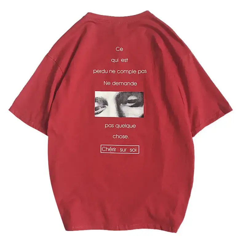 Men Black Graphic T-Shirt 7-Point Print Loose Fit - Image 2