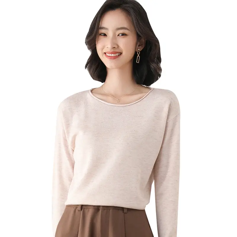 Women's Blue Knitted Round Neck Sweater Loose Fit - Image 15