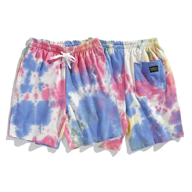Men Tie-Dye Camo Shorts White Pink Wholesale