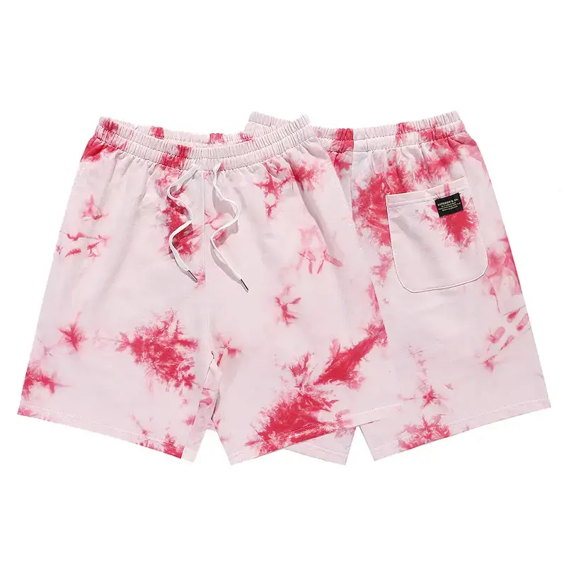 Men Tie-Dye Camo Shorts White Pink Wholesale